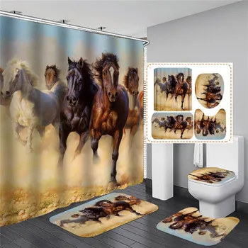 

Horse Shower Curtain with Hooks Fabric Animal 3d Bathroom Shower Curtains Bathroom Curtain Hooks Waterproof Curtain or Mat