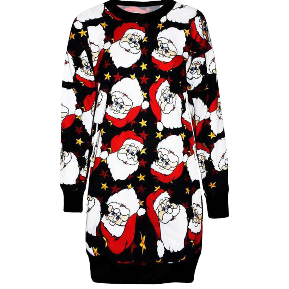 NIBESSER, новинка, женская рубашка с длинным рукавом, модный топ с рождественским принтом, Женский Повседневный длинный пуловер, толстовка размера плюс