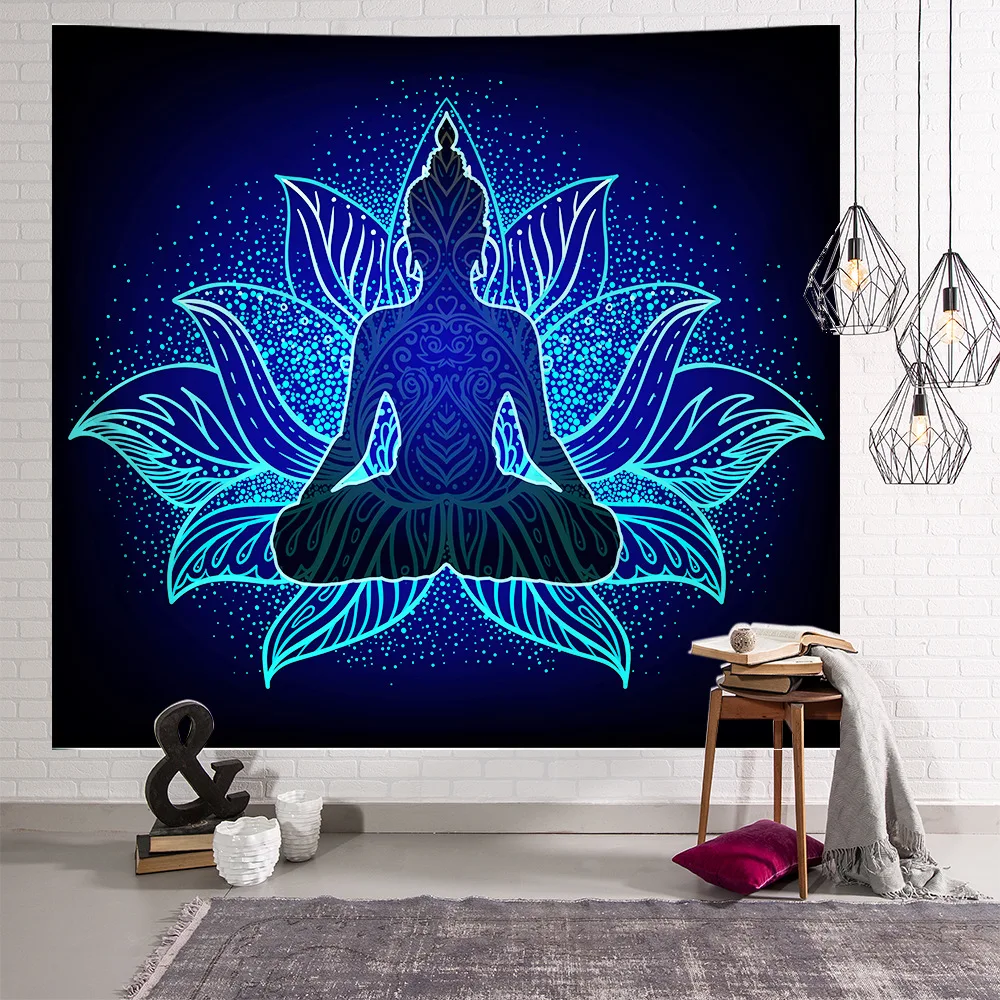 Mandala Bohemian tapestry ribbon lace wall hanging large tapestry psychedelic wall cloth carpet pad living room decoration - Цвет: Зеленый