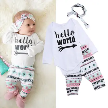 

PUDCOCO Newborn Infant Baby Girl Cotton Romper T-shirt Long Pants 3pcs Outfit Clothes 0-24M