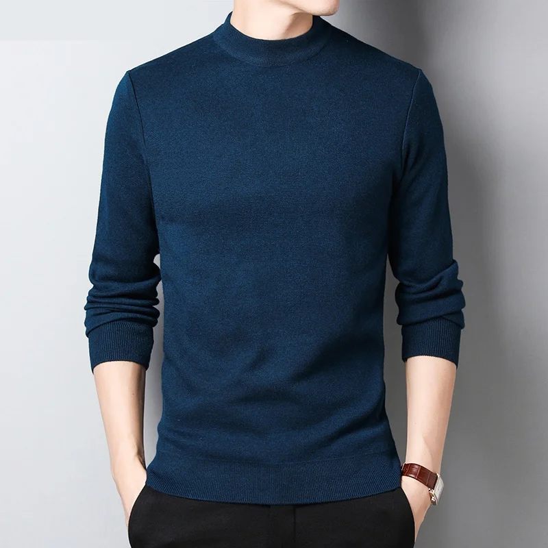 

Autumn winter Solid color Tide sweater men's round neck solid color thick warm long sleeve Knitted sweaters