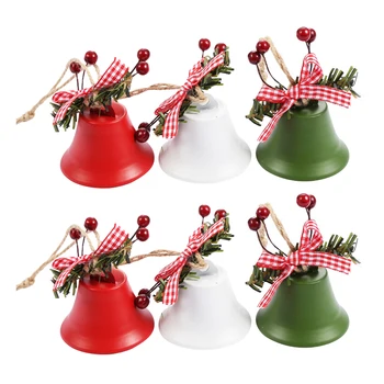 

6 Pcs Christmas Tree Pendants Decorative Iron Jingle Bells Christmas Wrought Iron Bell Decoration Pendant