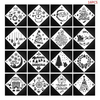 

16pcs/set Christmas Stencils Templates DIY Painting Scrapbook Stamp Album Emboss N0HC