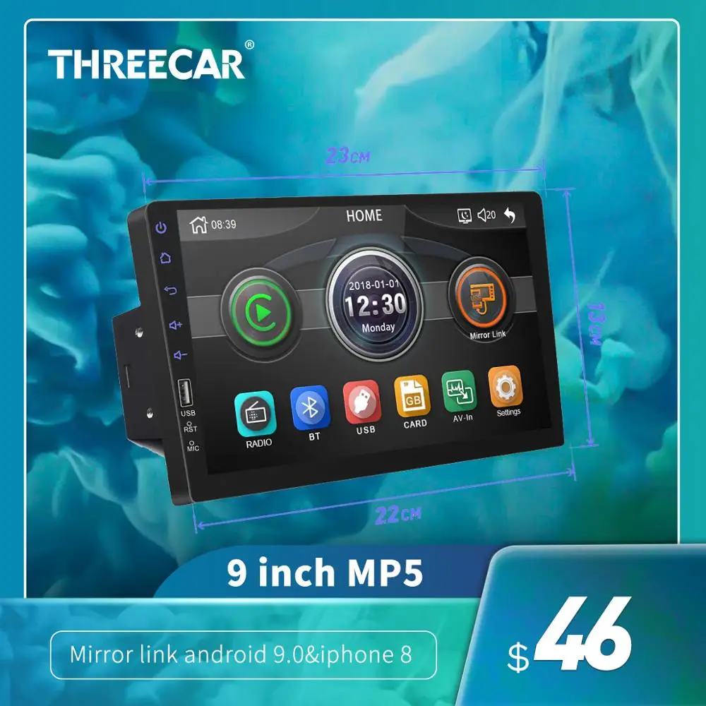 Автомобильный радиоприемник MP5 плеер 2Din MirrorLink Bluetooth 9 ''сенсорный экран ОДИН Din
