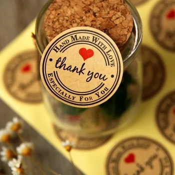 

12Pcs Kawaii Label Stickers Vintage Thank You Stickers Kraft Paper Adhesive Sticker For Kids DIY Decor Scrapbooking Supplies