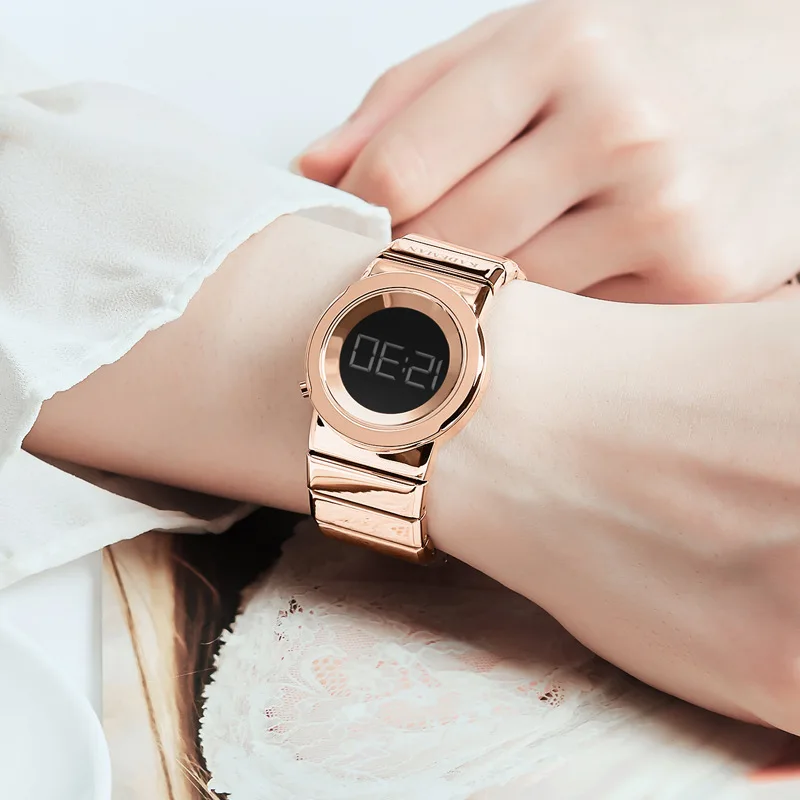 KADEMAN женские модные Лидирующий бренд женские Цифровые Часы повседневные часы на запястье водонепроницаемый стальной браслет Relogio Feminino
