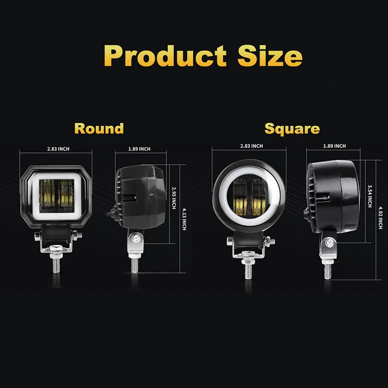 Online Luces antiniebla Led redondas Nlpearl de 3 pulgadas para coches 4 × 4 SUV 20W Luz de coche con Ángel LED ojos para camión todoterreno Tractor haz de Punto 9 32V