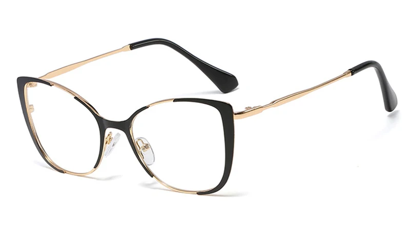 Kachawoo Ретро кошачий глаз очки женские коричневые прозрачные очки Оптическая оправа металлические Золотые женские аксессуары подарок на день рождения товары - Цвет оправы: black gold