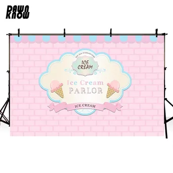 

DAWNKNOW Pink Wall Vinyl Photography Background For Baby ice-cream Photo Shoot Backdrop For Birthday Party Photo Studio G849