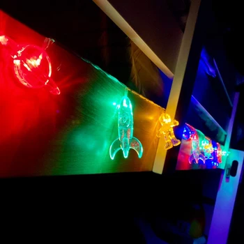 

Kids party led lights 2m lights string Astronaut outer space themed lamp garland Baby boys favors Planet birthday party decor