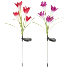 2 шт. Солнечный свет 4 головки цветок лилии на открытом воздухе производство Garden Stake фонари на солнечных батареях Светодиодный декоративный напольный газон наземный уличный фонарь