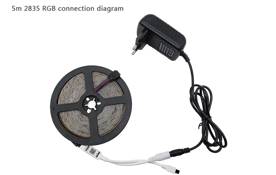 Tira de luces LED con Bluetooth, cinta de luz led RGB SMD 5050 2835, de longitud 5M 10M 15M, con diodo de corriente DC12V 60LED/M y adaptador