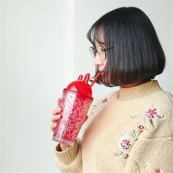 

My Water Bottle Summer Large Capacity Double Layer Healthy Refrigerant Straw Cup for Kids Girl School Cold Drink Juice kettle