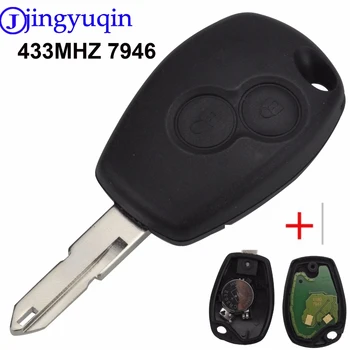 

jingyuqin Remote Car Key ASK 433MHz Transponder PCF7946 Chip For Renault Vivaro Movano Traffic Master 2 Button Ne73 Uncut Blade