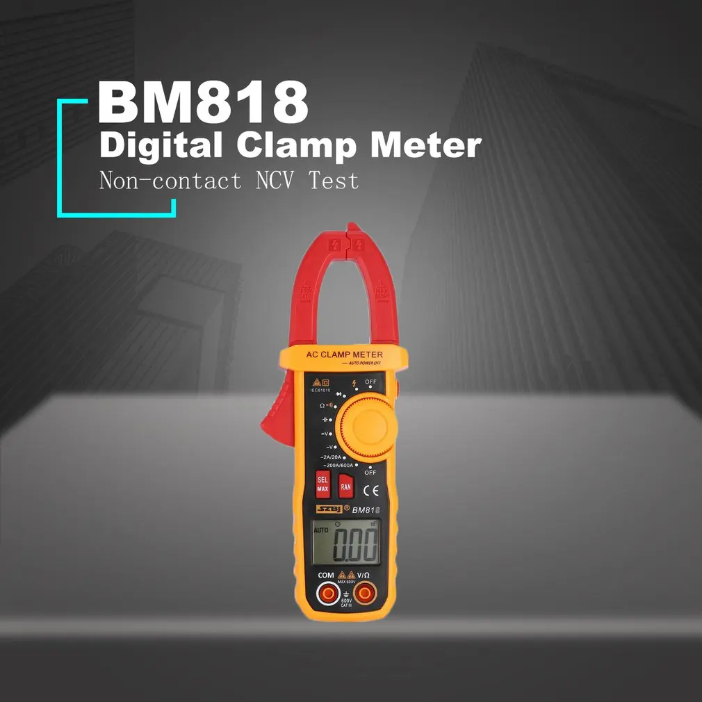 

SZBJ BM818 Digital DC/AC Clamp Meter Multimeter Volt Amp Ohm Diode NCV Capacitance Tester Handheld Non Contact Ammeter Tester