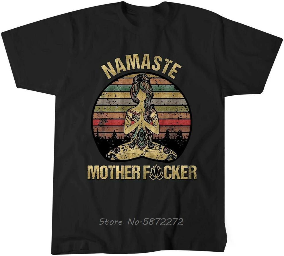 Liquidación Vintage Namaste madre Fcker explícito camiseta divertida T camisa de los hombres Camiseta de algodón de los hombres camisetas altas Harajuku XyNGL306N