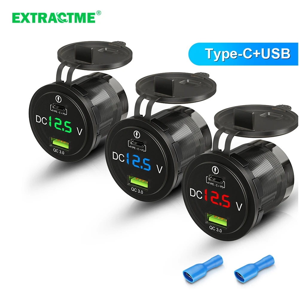 Extractme Car Charger Cigarette lighter 12V Voltmeter Dual USB Socket