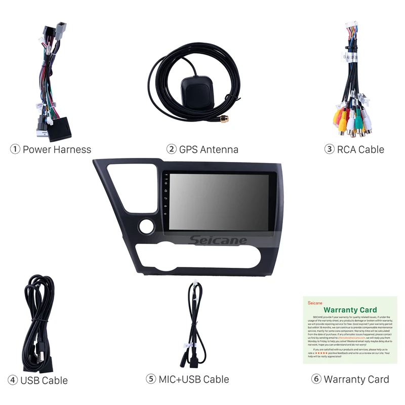 Seicane Car Multimedia Palyer для 2014 2015 2016 2017 Honda Civic 9 &quotAndroid 10 0 Bluetooth HD 1024*600 тачскрин
