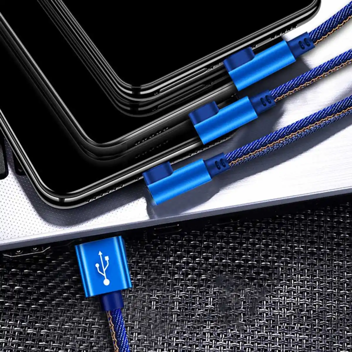 3-в-1 micro Тип usb C IOS зарядный кабель безопасная Прочная Джинсовая ткань для синхронизации данных и быстрой зарядки Кабели для iPhone IOS/Android телефон