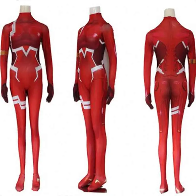 Zentai Darling in the franxx 02 Zero Two комбинезоны косплей костюм для женщин на Хэллоуин