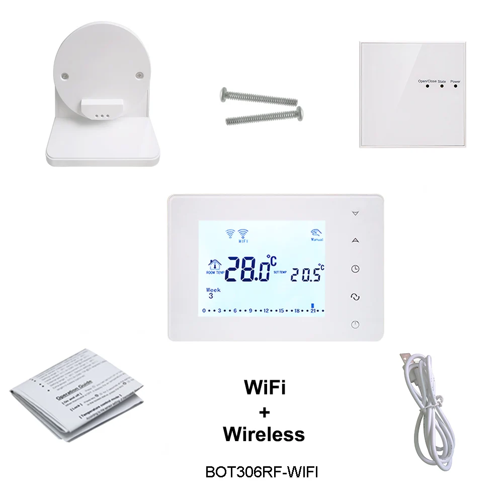 Beok 306 RF беспроводной и Wifi умный термостат контроллер температуры для газового котла работает с Alexa Google Home - Цвет: BOT306RF-WIFI