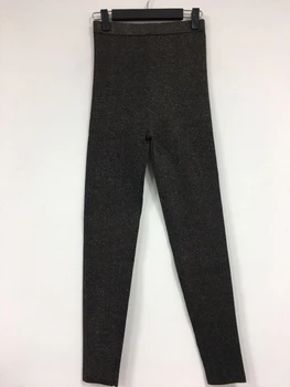 

2019 fall and winter leisure bright silk women stretch knit leggings pant