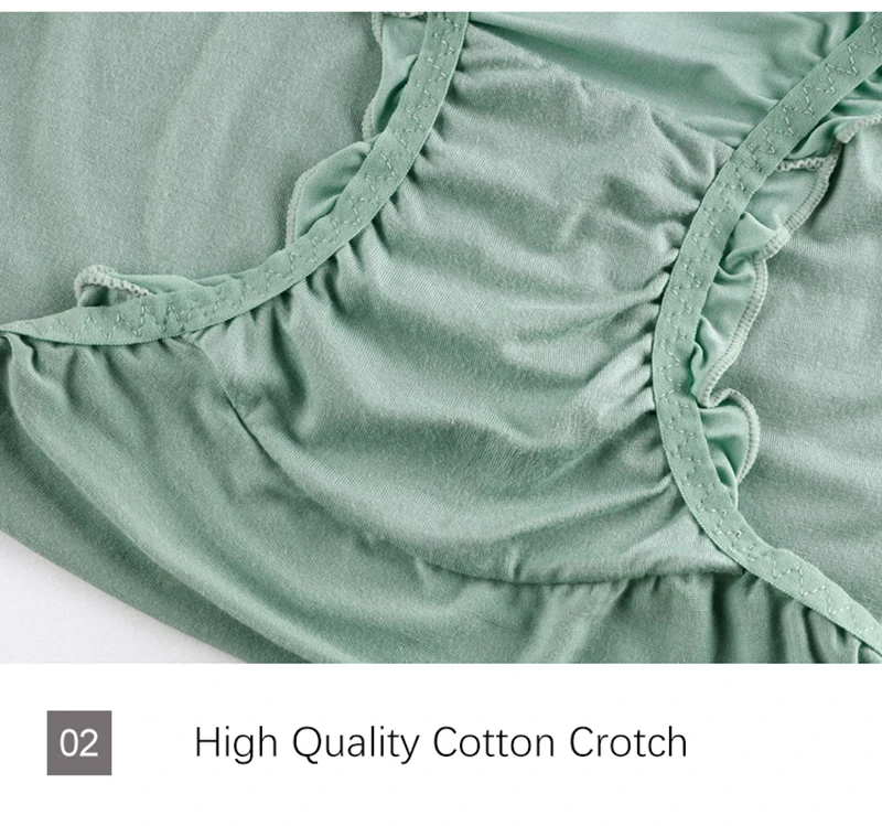 Women's Plus Size Mid Waist Bamboo Fibre Ruffles Rim Panties