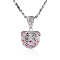 Ожерелье с кулоном, ювелирная веревка, цепь, кубический циркон, хип-хоп, шикарный Милый клоун, смайлик, аксессуары Y1065 - Окраска металла: Silver