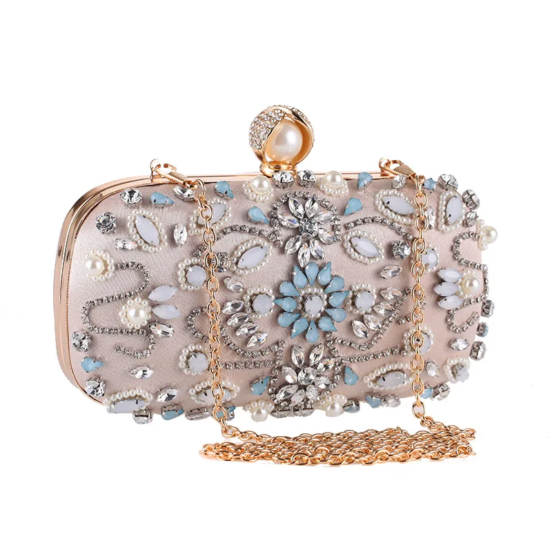 

Manual Embroider Pearl and Crystal Women Evening Bag Rhinestons Diamond Studded Clutch Purse Lady Girl Handbag for Party Banquet