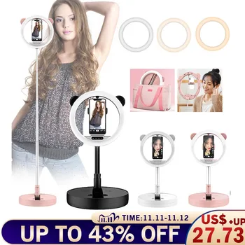 

Portable Telescopic LED Dimmable Ring Light Universal Selfie Ring Folding Beauty Makeup Fill Light For Video Studio With Stand