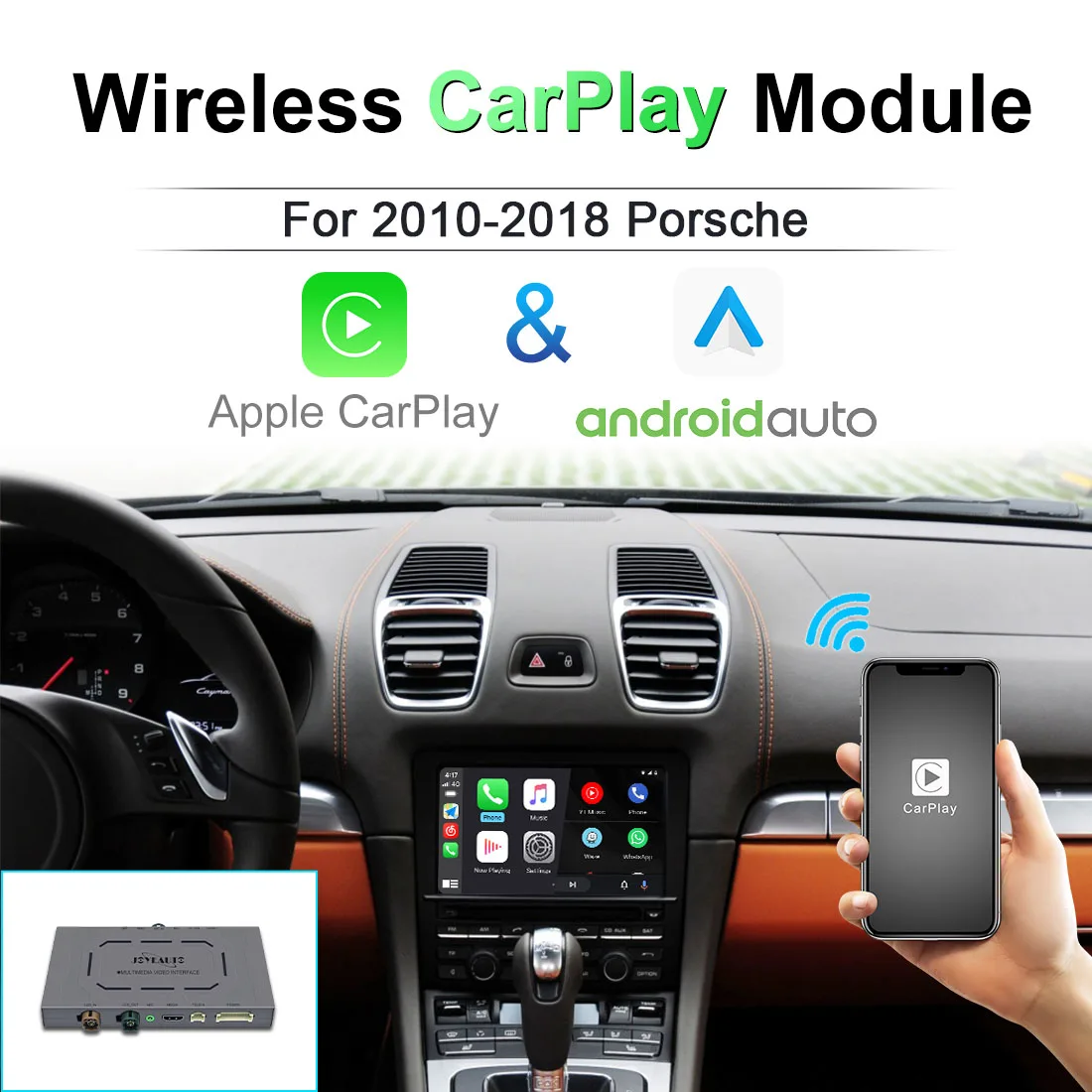 JoyeAuto Wireless Apple Carplay For Porsche 911 Bosxter Cayman Macan Cayenne Panamera PCM3.1 CDR3.1 PCM4.0 Android Auto Module
