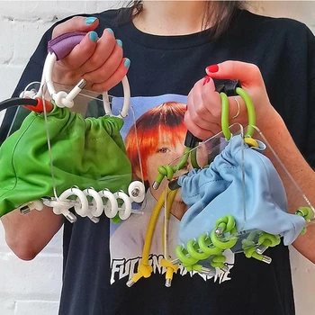 

Fashion Candy Transparent PVC Women Handbags Designer Brand Drawstring Hand Bag Luxury Pu Leather Totes Chic Lady Small Purses