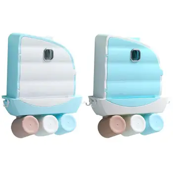 

Wall Hang White/Blue Storage Rack Auto Toothpaste Dispenser Cup Towel Holder Multi-functional Bathroom Accessories