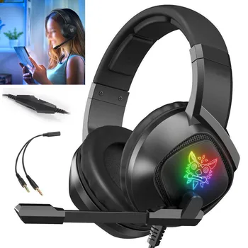 

For PC Laptop PS4 1pc Black Wired E-sports Game Headset Adjustable High Bass Stereo Headphone With RGB LED Light Pohiks