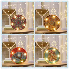 Круглый DIY Мандала пейзаж алмазная живопись светильник DIY лампа с вышивкой полная специальная дрель светодиодный круглый блестящий бисер