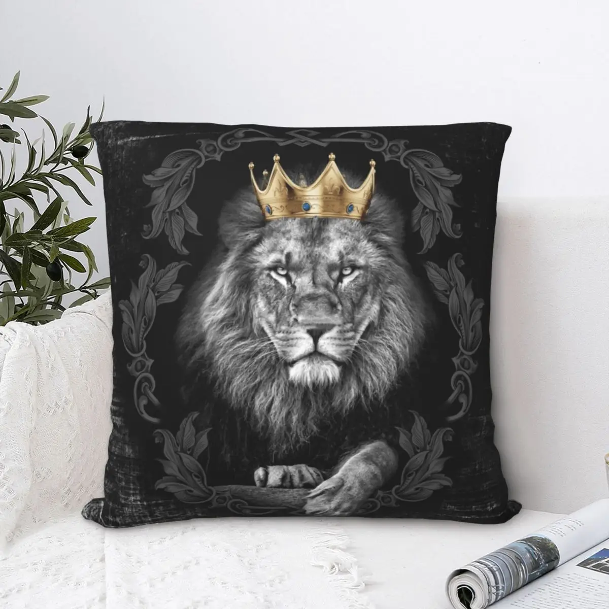 Lion King Square Pillowcase Cushion Cover Spoof Zipper Home Decorative Polyester for Car Nordic 45*45cm | Дом и сад