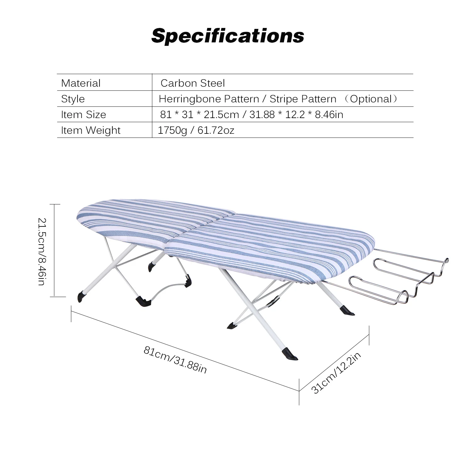Foldable Ironing Board Tabletop Ironing Board with Iron Rest Small Folding Ironing Board with Cotton Cover for Household Hotel