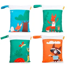 HappyFlute цифровая печать 30*40 см Wetbag 2 кармана с ручкой многоразовые водонепроницаемые Мультяшные принты влажные сухие пеленки сумка