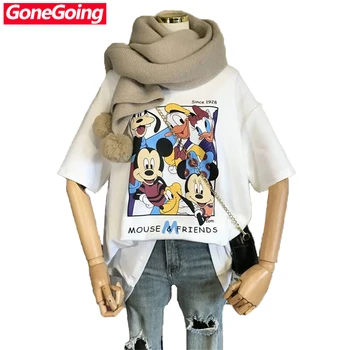 

GoneGoing 2020 Spring New Women Cartoon Printing Short Sleeve Tshirt Cute loose Cotton T shirts 031426