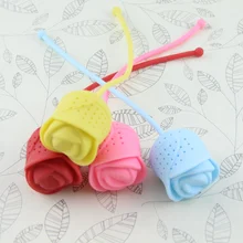 200 шт./лот ситечко для заваривания чая в форме розы из пищевого силикона, креативный ситечко для чая разных цветов