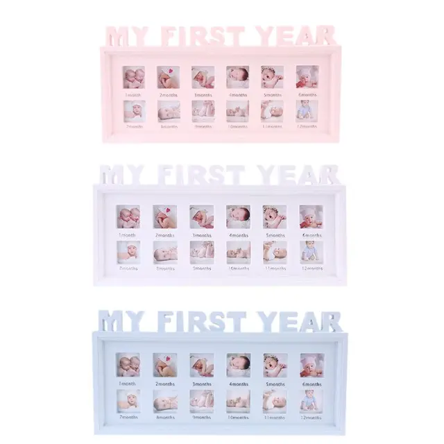 Creative DIY 0-12 Month Baby "MY FIRST YEAR" Pictures Display Plastic Photo Frame Souvenirs Commemorate Kids Growing Memory Gift