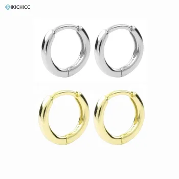 

Kikichicc 925 Sterling Silver 8.4mm Gold Plain Huggies Mini Hoop Ohrringe No Clips Loops Circle Luxury Earring Jewelry