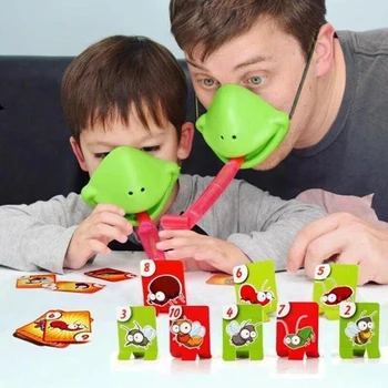 Chameleon Lizard Mask Wagging Tongue Lick Cards Board Games for Children Family Party Toys Antistress Funny Desktop Game Toys tanie i dobre opinie Plastic 12+y 4-6y 7-12y CN(Origin) Unisex Animals NONE 14*8CM