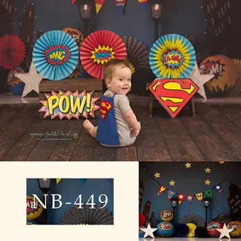 

Vinyl Photography Backdrops Super Hero Theme Newborn Photographic Background Baby Shower Decorations Photocall Photo Studio