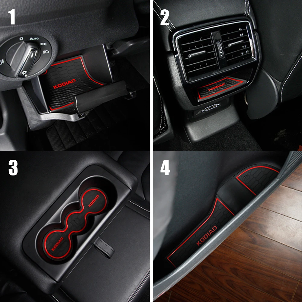 For 2017 2018 2019 Skoda Kodiaq Car Groove Gate Slot Armrest Storage Rubber Non-slip Cup Mat Car Styling Interior Accessories For 2017 2018 2019 Skoda Kodiaq Car Groove Gate Slot Armrest Storage Rubber Non-slip Cup Mat Car Styling Interior Accessories