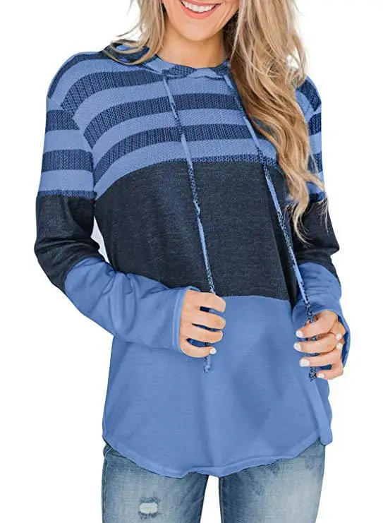 

2XL Kawaii Hoodie Sweatshirt Autumn Winter Striped Print Patchwork Pullover Women Long Sleeve Warm Hoody Tops Sweatshirt
