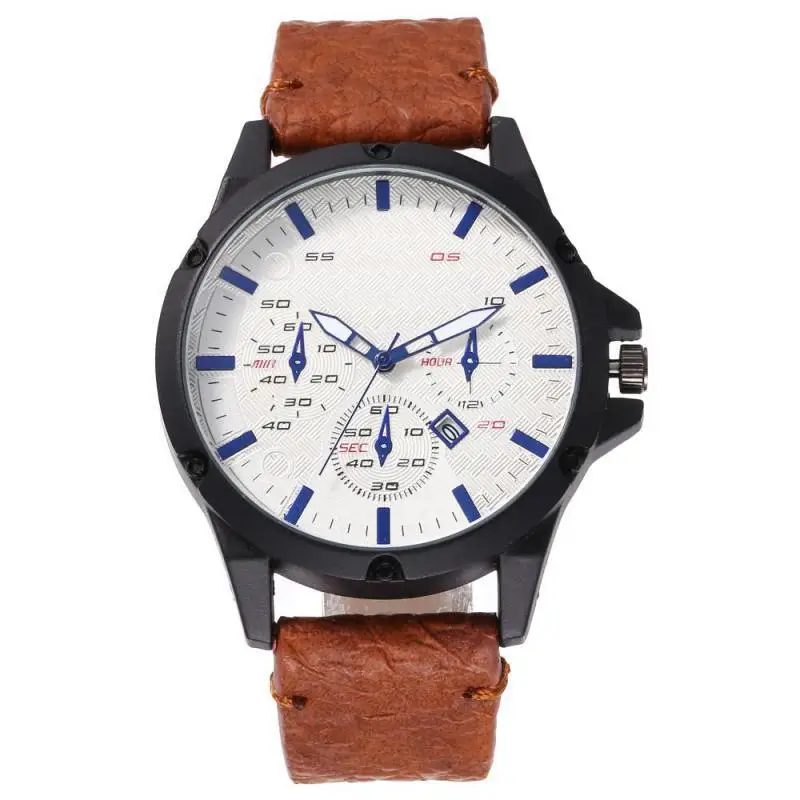 

Hot Sales 12 Nail Leather Belt Calendar Quartz Watch Large Dial Casual Glorious Sports Students Watch