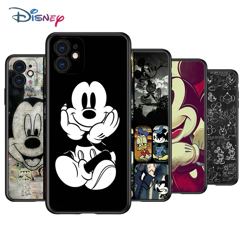 Disney Mickey Mouse Silikonowa Czarna Pokrywa Dla Apple Iphone 13 12 Mini 11 Pro Xs Max Xr X 8 7 6s 6 Plus Se Etui Na Telefon Phone Case Covers Aliexpress
