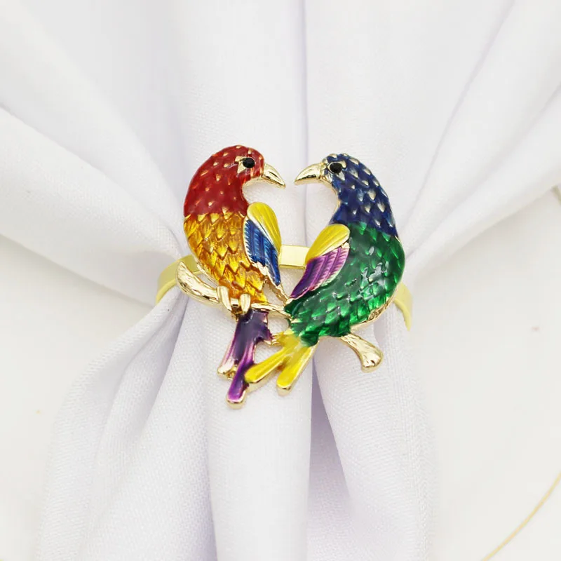 6 Jewel Parrot Napkin Rings - Dopamine Decor Collection 2