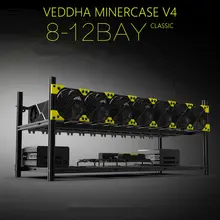 Caja de aluminio apilable de 6 GPU para Bitcoin, plataforma de minería Ethereum, torre de ordenador, ETH, marco de minero Ethereum